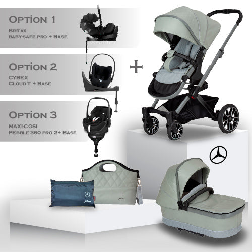 Mercedes Benz Avantgarde GTX Travel System in Sage Grey - Car Seat Bundle