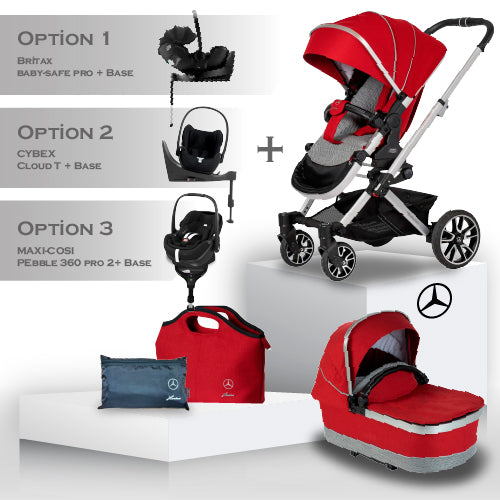 Mercedes Benz Avantgarde GTX Travel System in Hyacinth Red - Car Seat Bundle