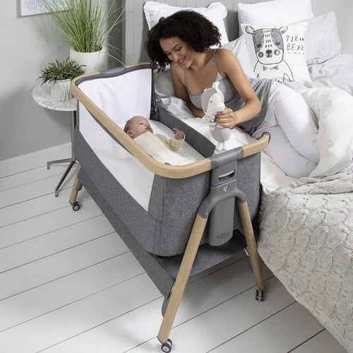 TUTTI BAMBINI CoZee Air Bedside Crib – Oak & Charcoal