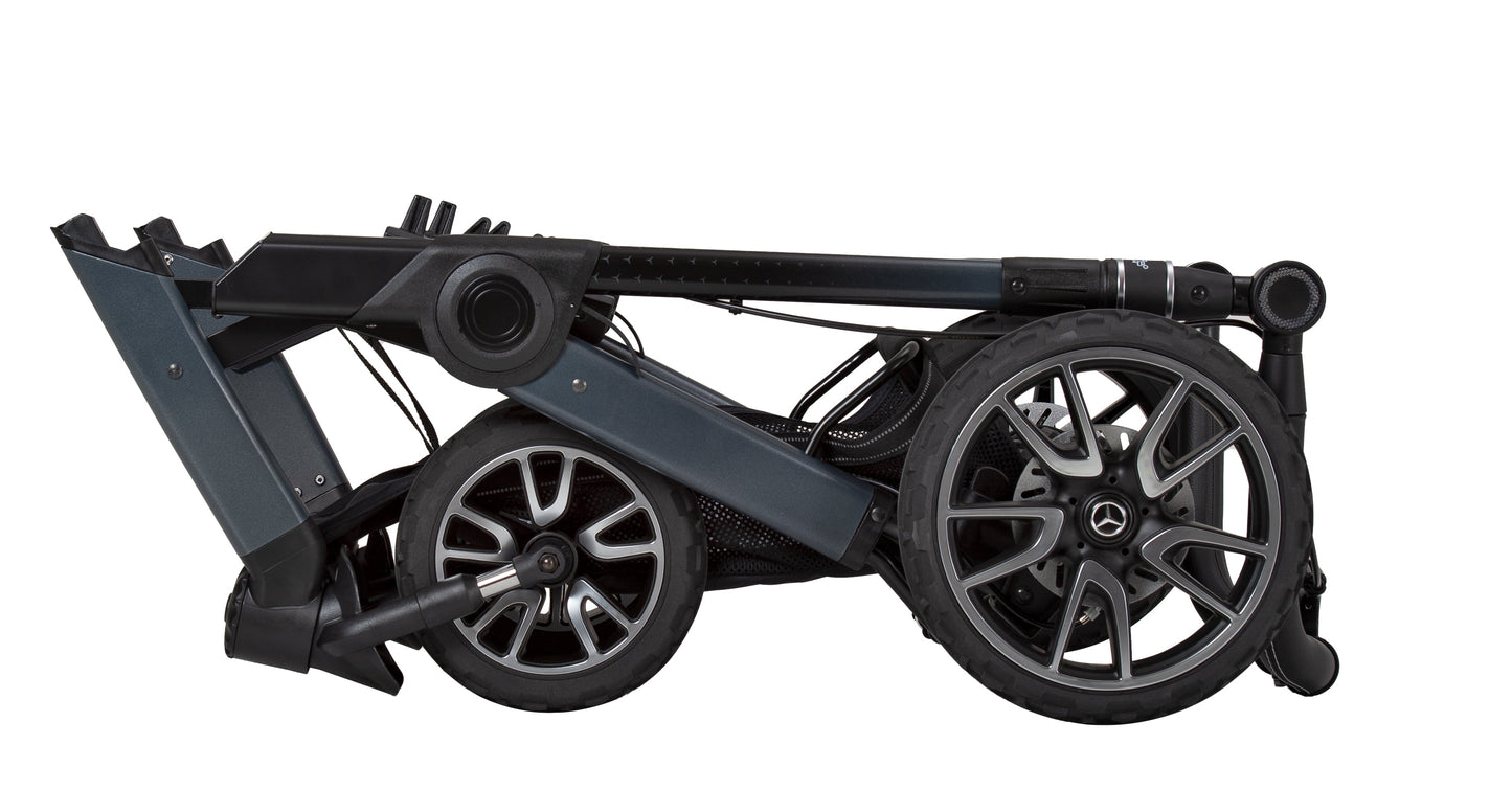 Mercedes Benz All-Terrain GTR Stroller, Carrycot & Accessories with Cozy N Safe Avalon i-Size Baby Car Seat and base Bundle - Denim Blue