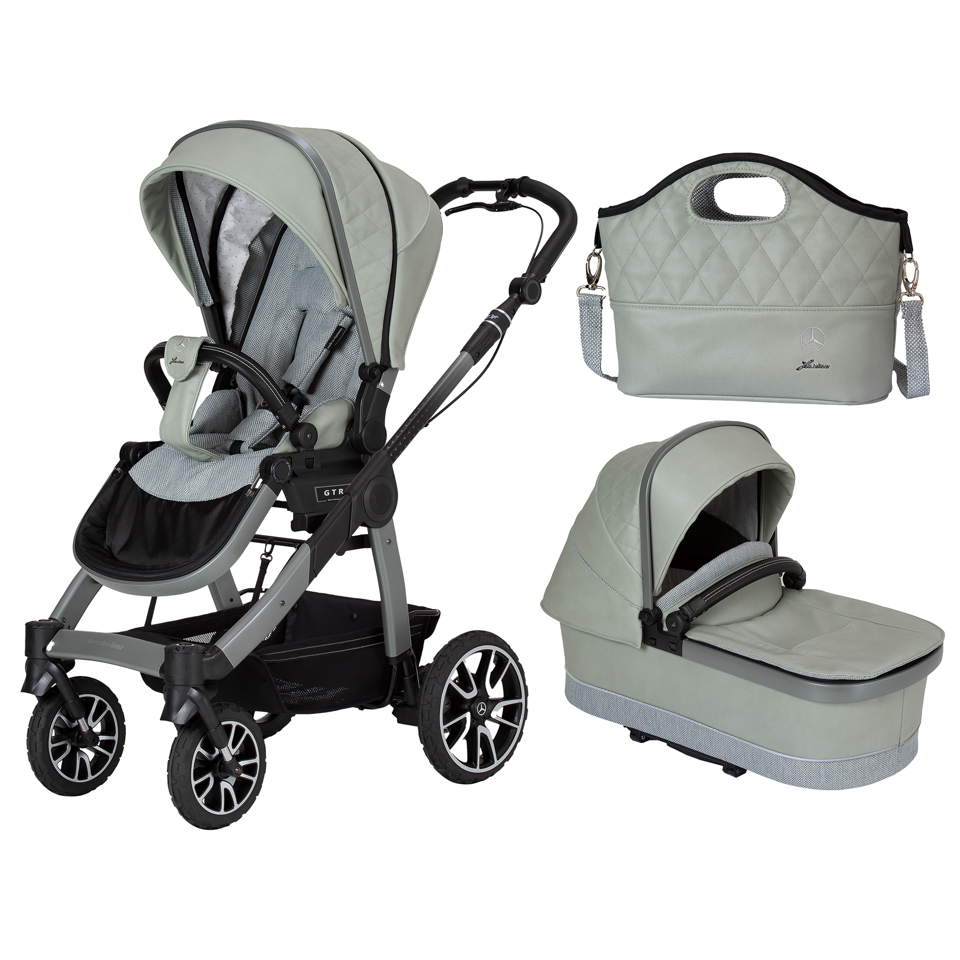 Mercedes Benz All-Terrain GTR Travel System - Sage Grey - Car Seat Bundle