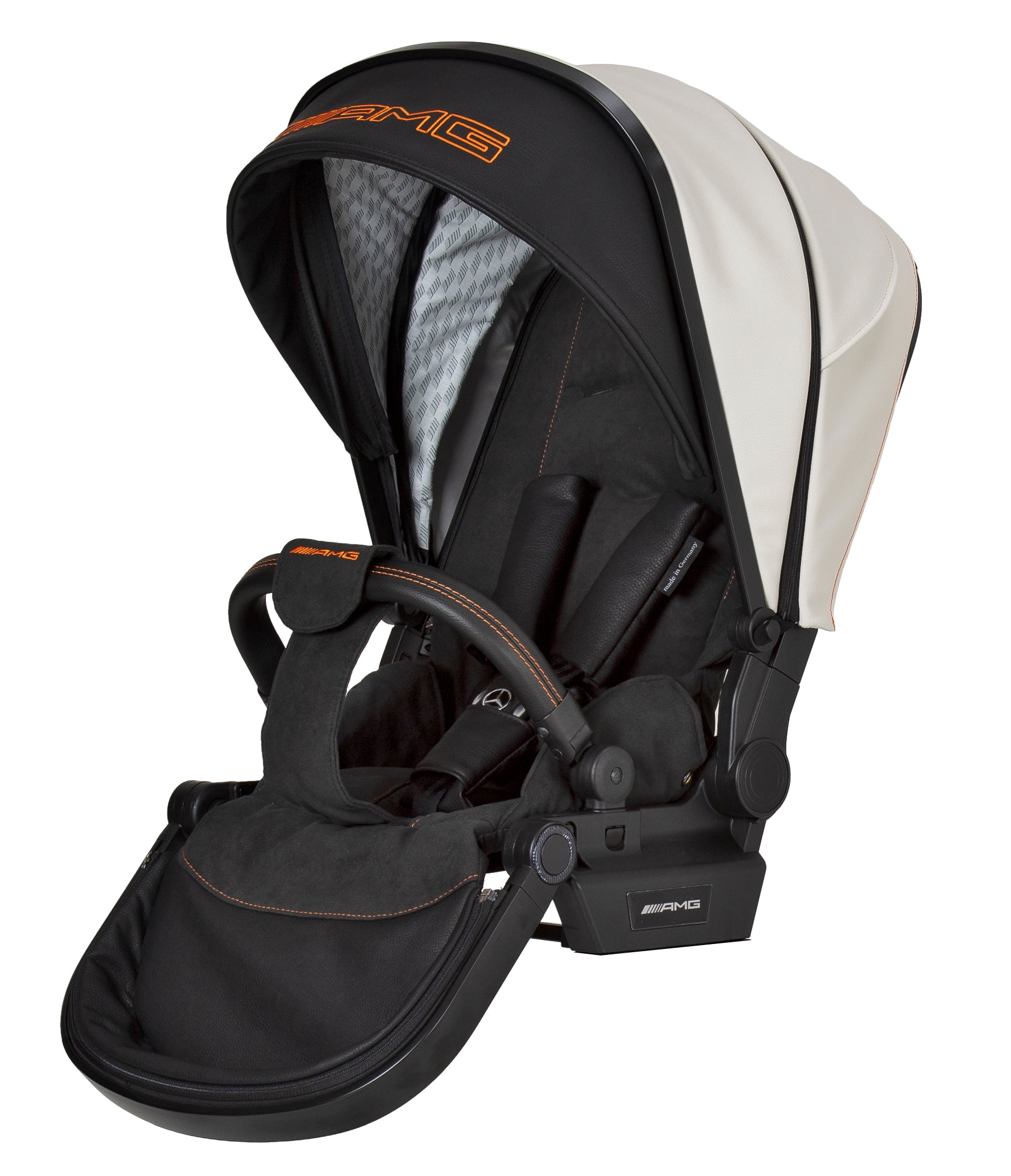 Mercedes AMG GT² Stroller, Carrycot & Accessories with Cozy N Safe Avalon i-Size Car Seat and base Bundle - Magma Beam