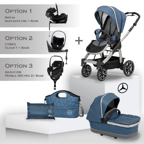 Mercedes Benz All-Terrain GTR Travel System - Vintage Blue - Car Seat Bundle
