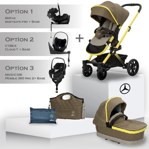 Mercedes Benz Avantgarde GTX Travel System in Electric Yellow - Car Seat Bundle