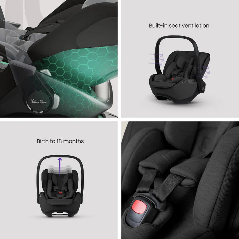 Silver Cross Nia Onyx Compact Travel System - 8 Piece Bundle