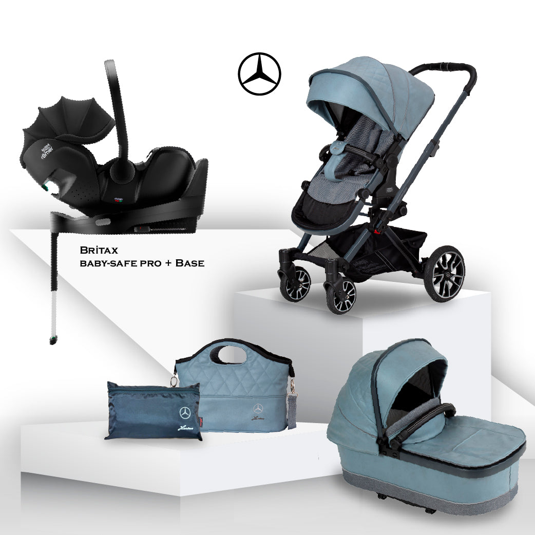 Mercedes Benz Avantgarde GTX Travel System in Denim Blue - Car Seat Bundle