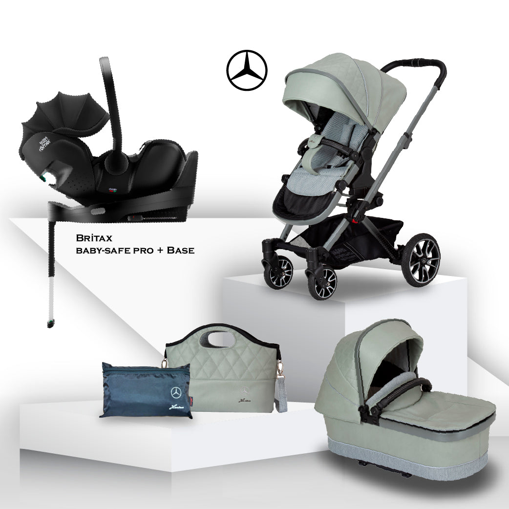 Mercedes Benz Avantgarde GTX Travel System in Sage Grey - Car Seat Bundle