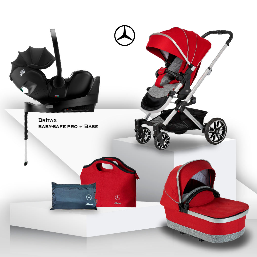 Mercedes Benz Avantgarde GTX Travel System in Hyacinth Red - Car Seat Bundle
