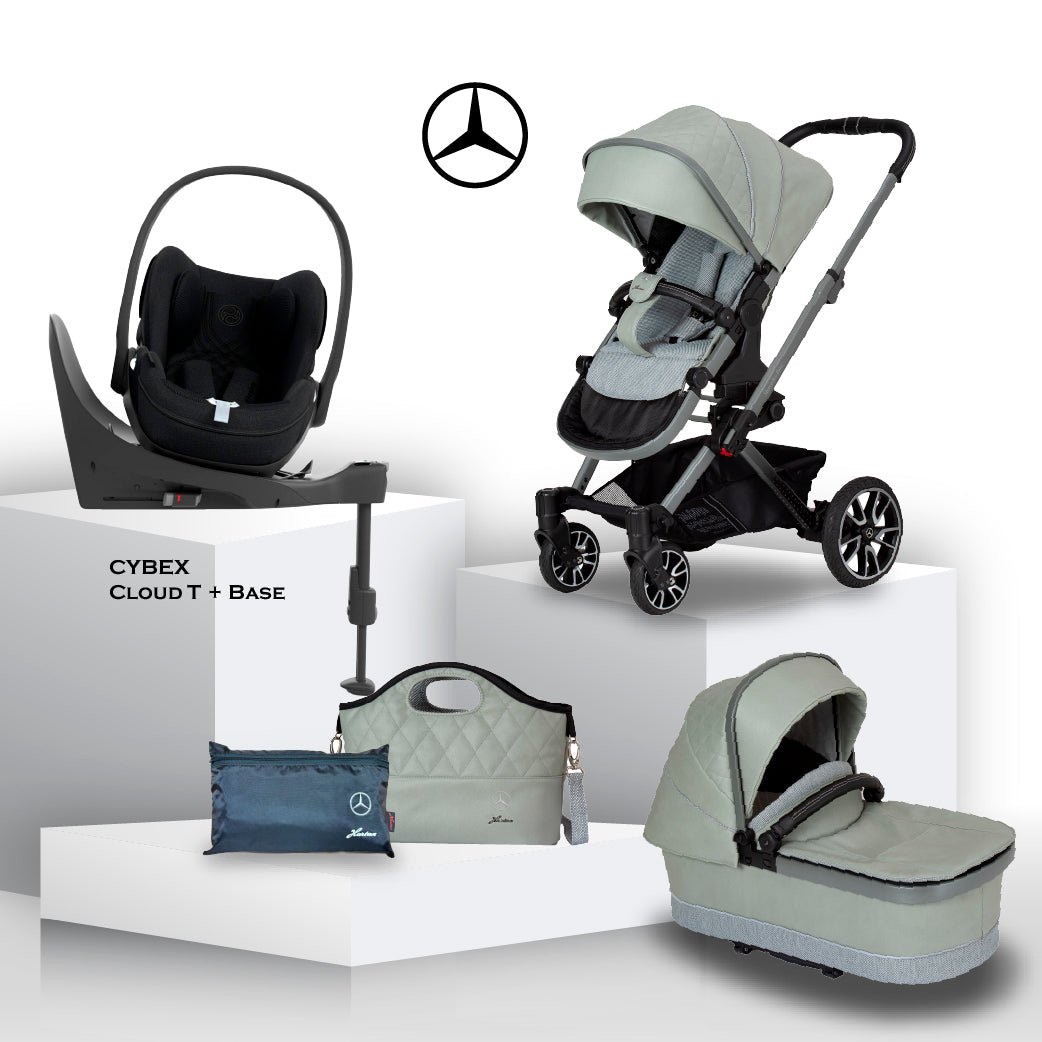 Mercedes Benz Avantgarde GTX Travel System in Sage Grey - Car Seat Bundle