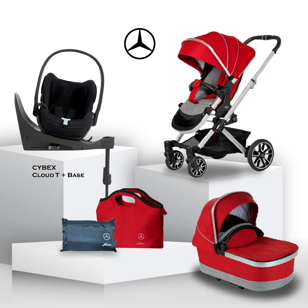 Mercedes Benz Avantgarde GTX Travel System in Hyacinth Red - Car Seat Bundle