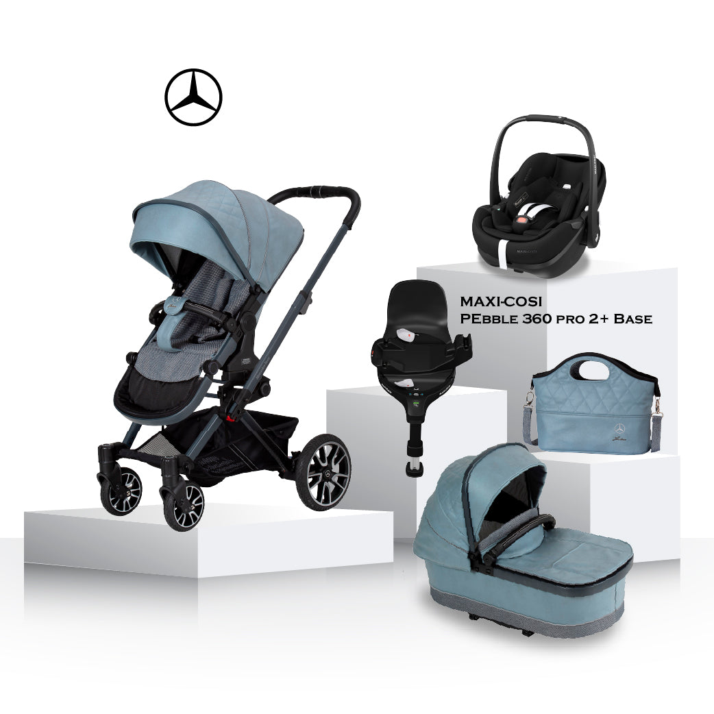 Mercedes Benz Avantgarde GTX Travel System in Denim Blue - Car Seat Bundle
