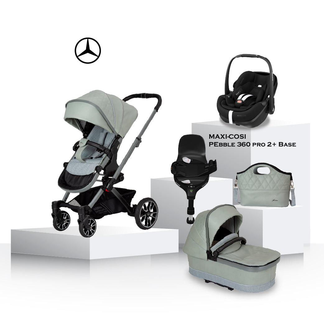Mercedes Benz Avantgarde GTX Travel System in Sage Grey - Car Seat Bundle