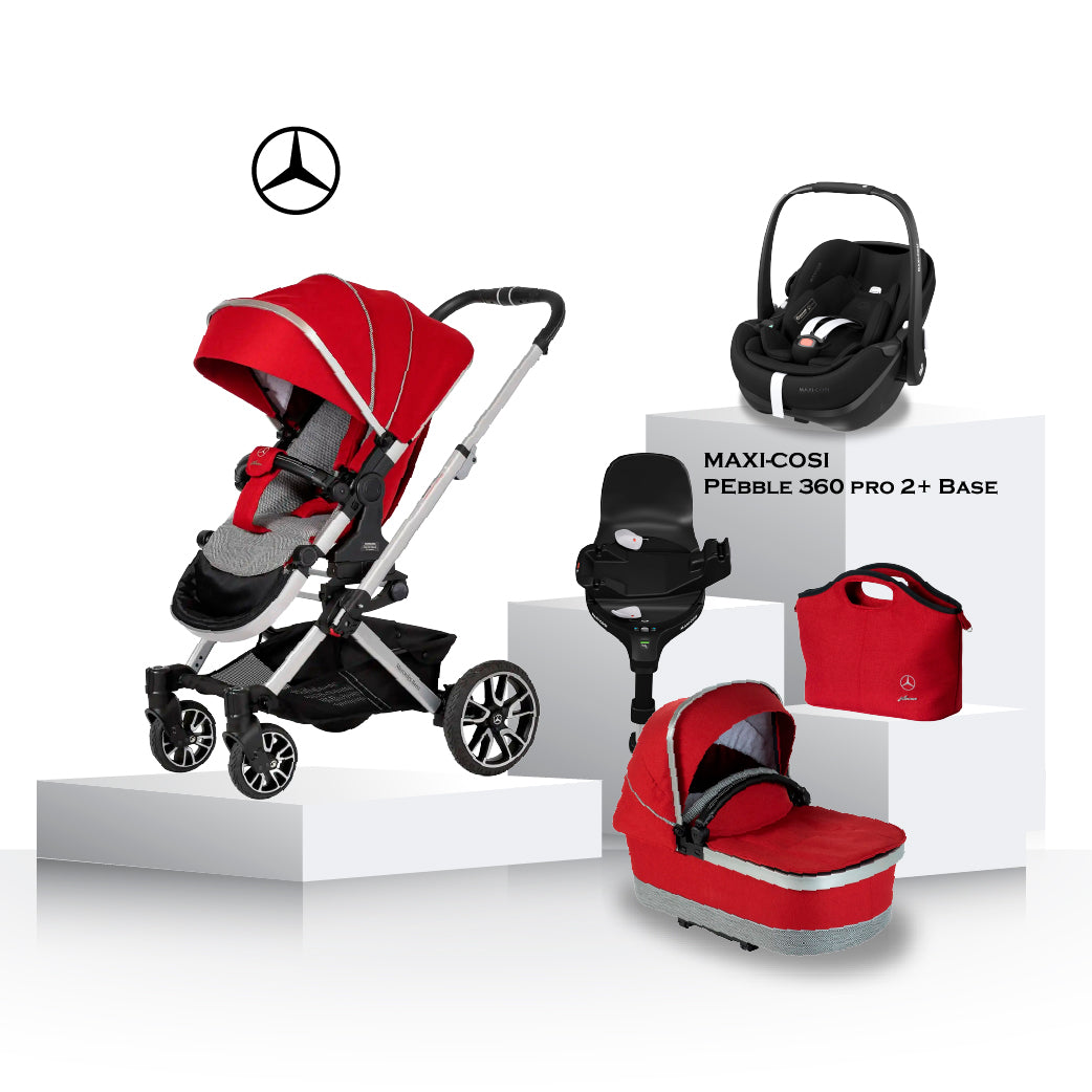 Mercedes Benz Avantgarde GTX Travel System in Hyacinth Red - Car Seat Bundle