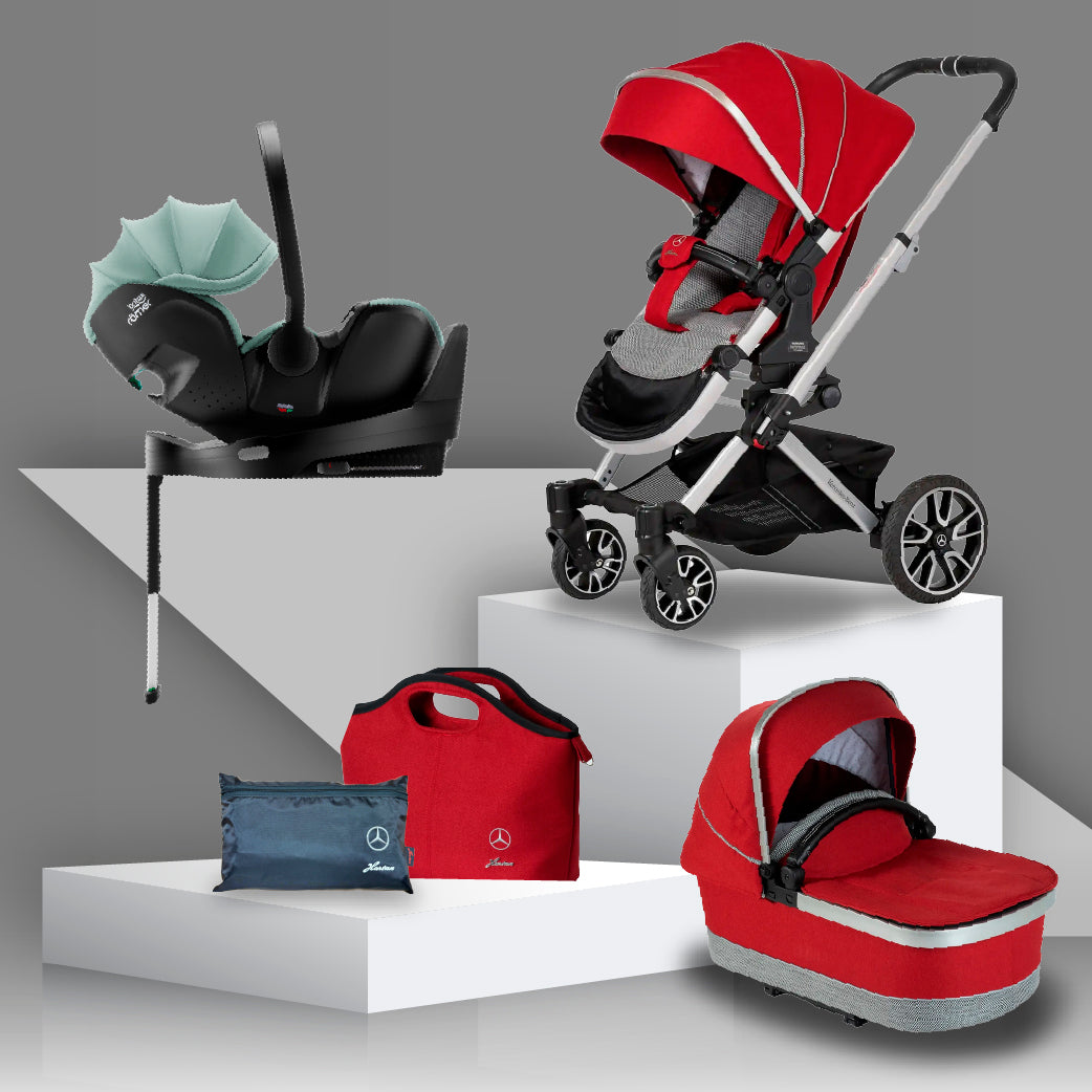 Mercedes Benz Avantgarde GTX Travel System with Britax Baby Safe Pro Car Seat - Hyacinth Red