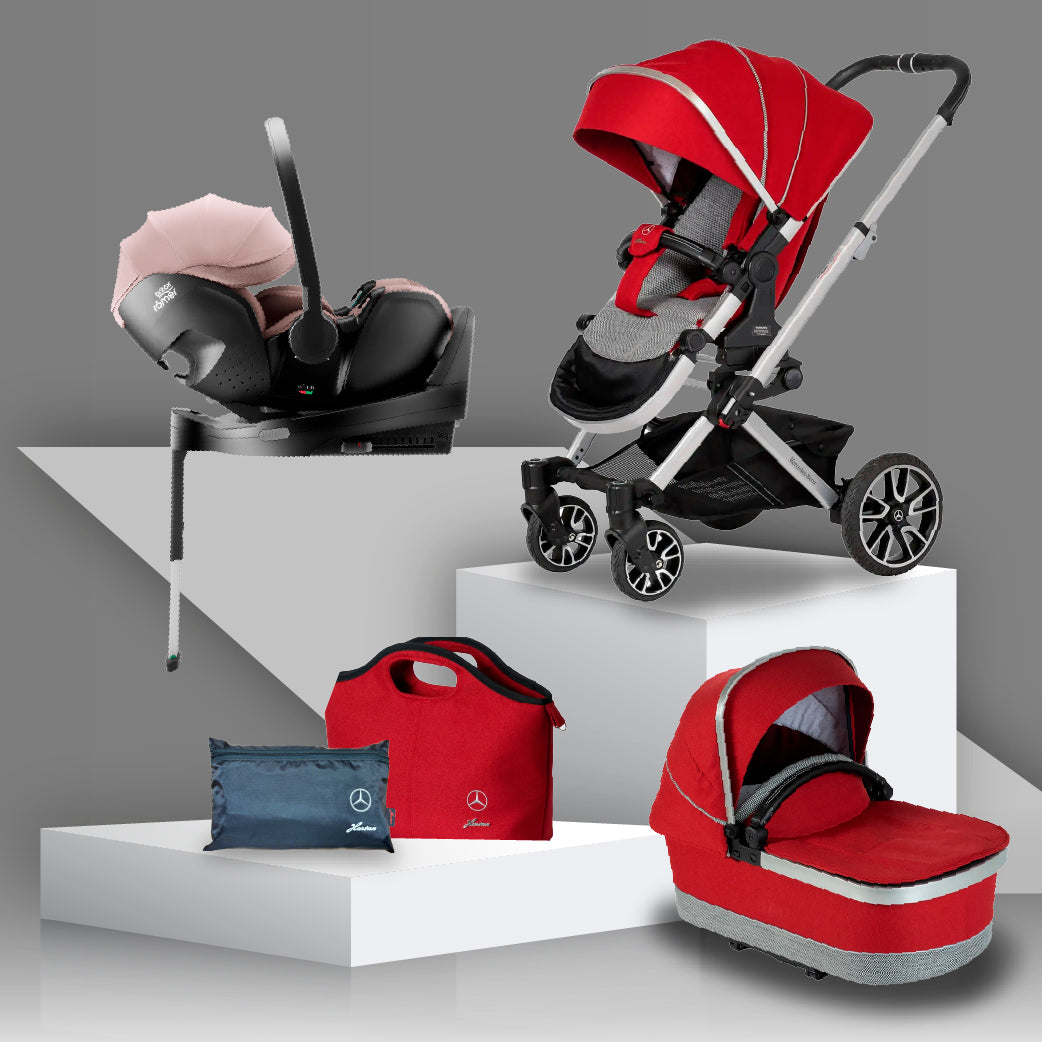 Mercedes Benz Avantgarde GTX Travel System with Britax Baby Safe Pro Car Seat - Hyacinth Red
