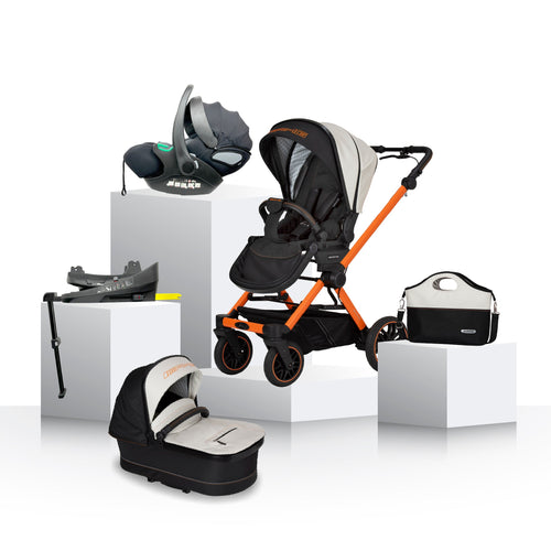 Mercedes AMG GT² Stroller, Carrycot & Accessories with Cozy N Safe Avalon i-Size Car Seat and base Bundle - Magma Beam