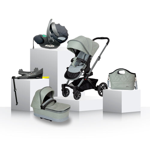 Mercedes Benz Avantgarde GTX Stroller, Carrycot & Accessories with Cozy N Safe Avalon i-Size Baby Car Seat and base Bundle - Sage Grey