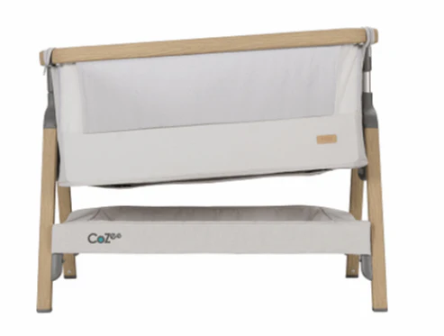 Tutti Bambini CoZee Bedside Crib - Oak / Sterling Silver