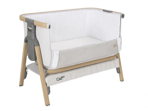 Tutti Bambini CoZee Bedside Crib - Oak / Sterling Silver