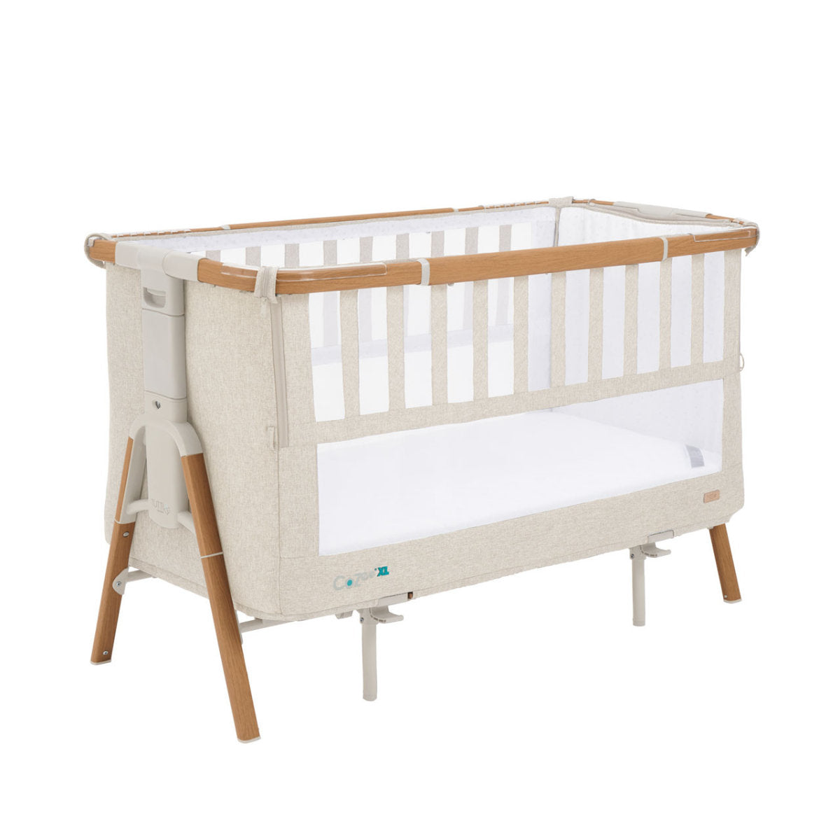 Tutti Bambini Cozee XL Bedside Crib & Cot – Scandinavian Walnut & Ecru